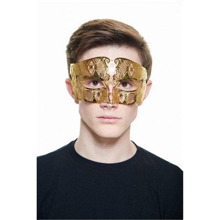 KAYSO Gold with Clear Rhinestones Luxury Roman Guard Filigree Laser Cut Metal Mask One Size BD005GD